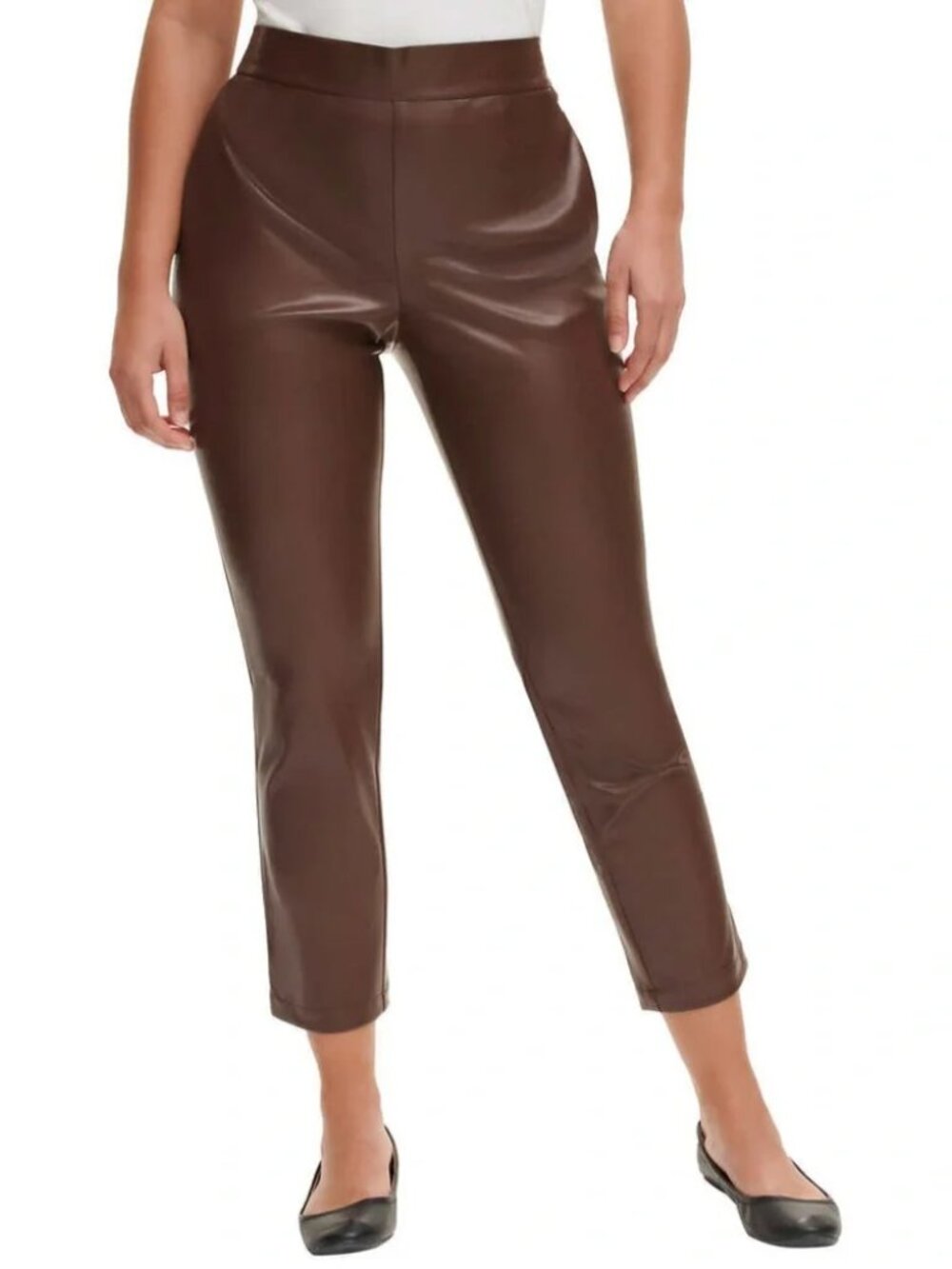 NWOT DKNY Jeans Faux Leather Pant | Brown